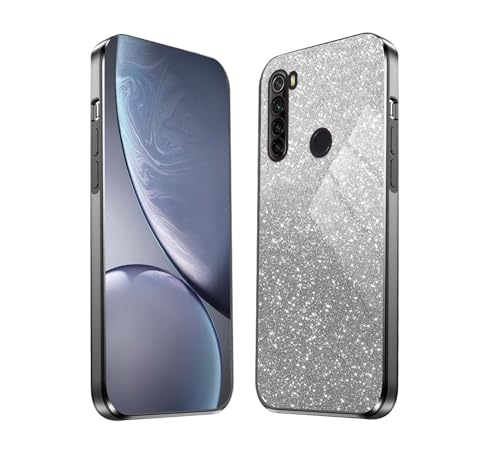 HAOYE Funda para Xiaomi Redmi Note 8 2021, Carcasa Silicona TPU Marco Galvanizado, Protector a Prueba de Golpes Case con Brillante Pegatina. Negro
