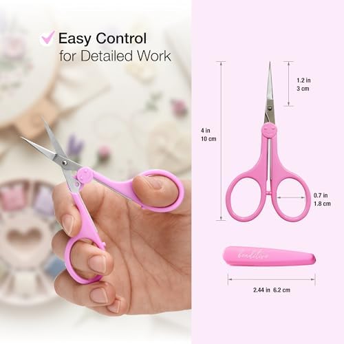 Beaditive High Precision Detail Scissors Set (2-Pc) Sharp, Fine Tips | Paper Cutting, Scrapbooking, Sewing, Crafting | Stainless Steel | Protective Cover (Pastel) - 1