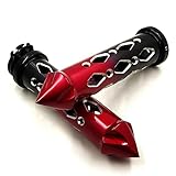 HTTMT- US-TRHB121-22-BK+RED- Black Red Cruiser Motorcycle 7/8' Inch Spike Hand Grips Handlebar Compatible with Harley Davision