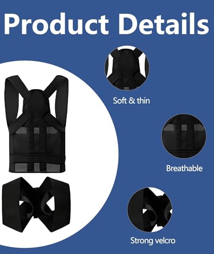 Image of Posture Corrector Belt for Men, 2-Piece Set Back Pain Relief Belt, Posture Corrector for Women, Adjustable Back Posture Corrector Unisex Shoulder Support