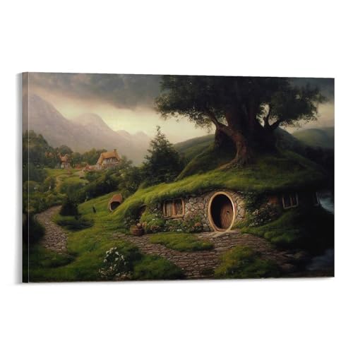 SmaMz The Shire Oil Painting Print. Hobbitcore Decor Poster for Room Aesthetics Canvas Wall Art Poster And Print Frame-style 12x18inch(30x45cm)