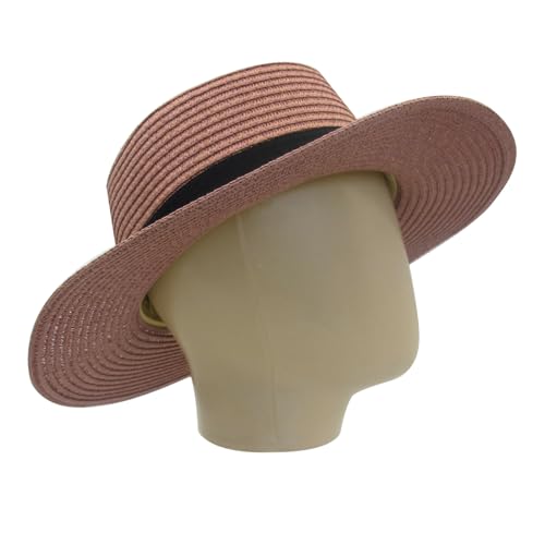 Chapéu Aba Média Paris Dobrável Praia Palha Colorido (Rosa)