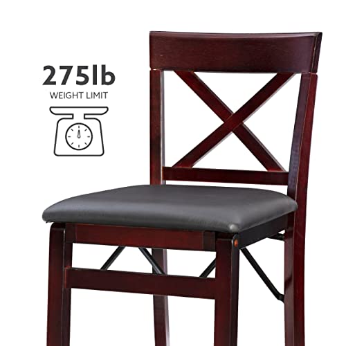 Tabouret pliant marron bois X Back Linon Triena assis d'appoint