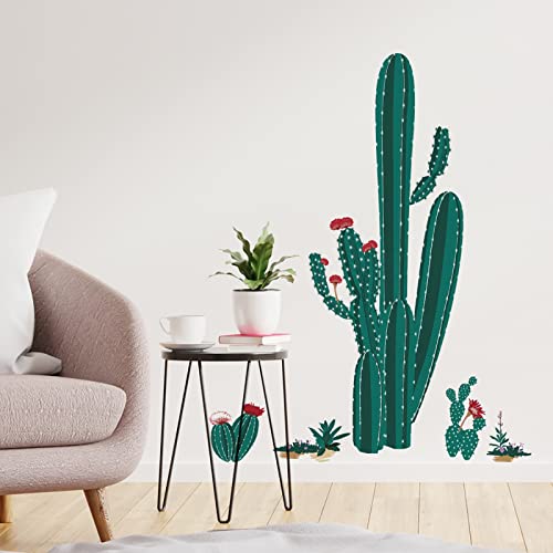 Green Cactus Wall Decals Tropical Wall Stickers Diy Peel And Stick Art Murals For Kids Room Bedroom Living Room Bathroom Kitchen Office Home Decoration Chalkboard Wall Stickers #TOP4