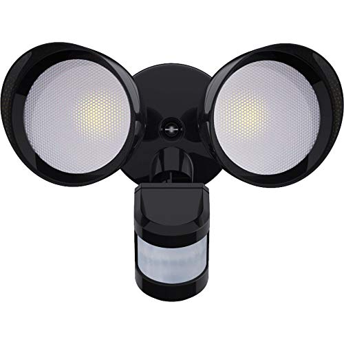 Sunlite 88907-SU LED Dual-Head Wall Mount Floodlight Fixture with Motion Sensor, 20 Watts