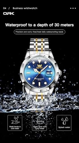 Image of OPK Watches for Men Diamond Roman Analog Mens Watches Waterproof Large Stainless Steel Men Wrist Watch Business Father Gift Watch