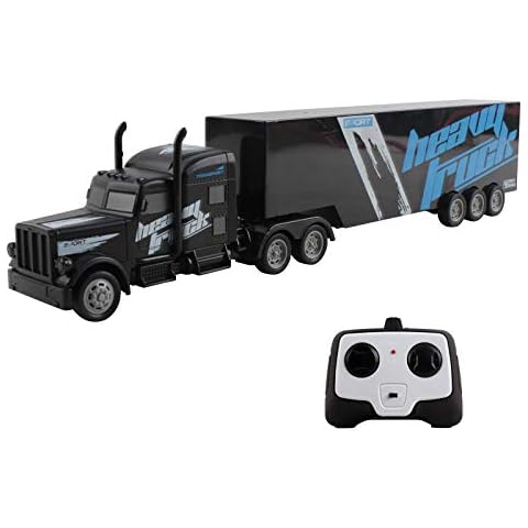 Vokodo RC Semi Truck and Trailer 18 Inch 2.4Ghz Fast Speed 1:16 Scale Rechargeable Battery Remote Control Tractor Tanker Hauler Car Big Rig 18 Wheeler Toy for 3 4 5 6 7 8 Year Boys Kids (Black) Cover