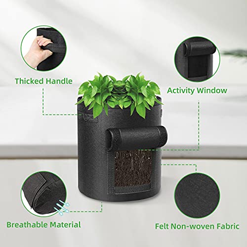 Potato Grow Bags 15 Gallon 5 Pack, Garden Vegetable Planting Bags with Handles and Window Flap - Image 4