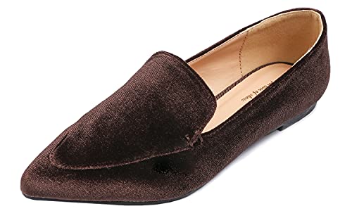 Image of FEVERSOLE Women's Loafer Flat Pointed Fashion Slip On Comfort Driving Office Shoes