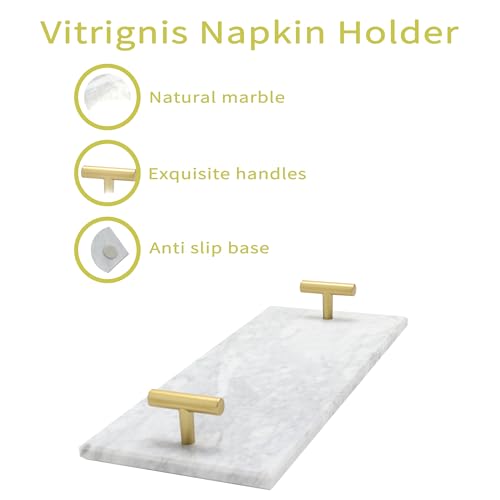 Vitrignis Napkin Holder - Guest Towel Holder for Bathroom - Marble Paper Towel Holder - Hand Towel Tray with Gold T-Handle(11.8x4.7x1.7 Inchs) by Vitrignis - Used condition - Image 3
