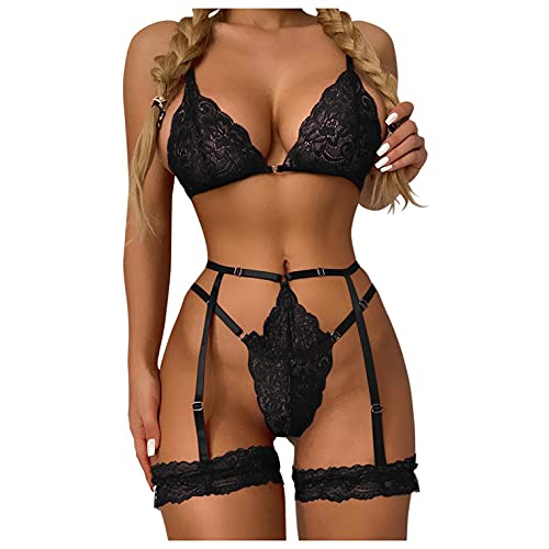 Sexy Underwear for Women,Sexy Nightgowns for Women,Satin Nightgown for Women,Sexy Lingerie for Women for Sex Women's Lingerie Lace Deep V One Piece Teddy Bodysuit Babydoll Nightwear Sleepwear Black