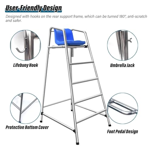 Silla de Socorrista Alta para Piscina 120 cm Acero Inoxidable miniatura 6