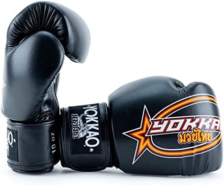 YOKKAO Guantes de boxeo Muay Thai de microfibra transpirable, negro, rojo, azul, blanco, amarillo, 8 onzas, 10 onzas, 12 onzas, 14 onzas, 16 onzas