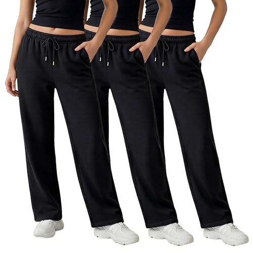 3 Pack Sweatpants Women, Straight Leg Womens Sweatpants, Workout - Yoga Pants (Available in Plus)