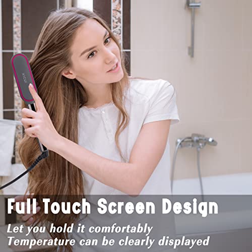 Hair Straightener Brush, Iron With Ionic Infrared Repair Straightening Brush, 3-In-1 Straightener With 13 Temp Settings & 30S Fast Heating & Lcd Display & Anti-Scald & Auto-Off Safe For Home Salon #TOP6