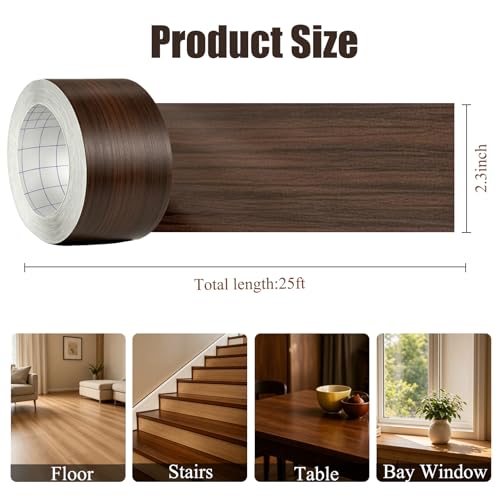 Image of GSCIT Club Wood Grain Repair Tape, 2.3 inch X 25ft Self Adhesive Walnut Grain Repair Patch for Tables, Chairs, Baseboards, Doors, Windows, Floors, Handicraft DIY.
