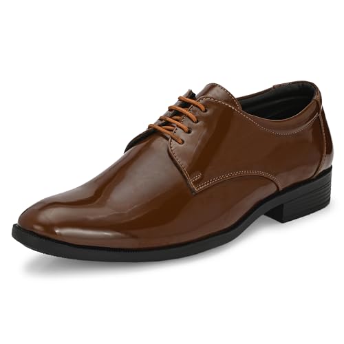 Image of Centrino Formal Shoes for Men | Glossy Lace-Up Derby Dress Shoes | Comfortable Stylish Footwear for Office, Parties & Business Wear | Sleek Classic Design (8233)