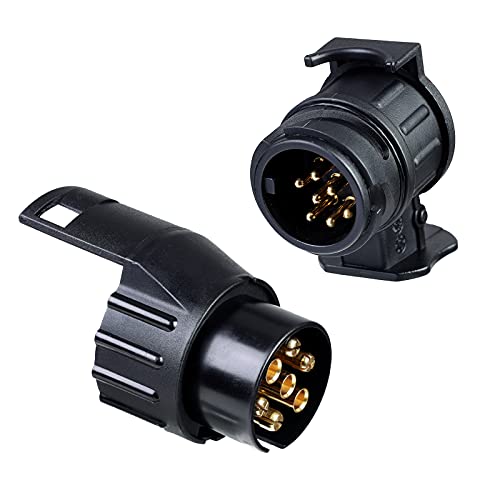 BEIJISTAR 7 to 13 Pin and 13 to 7 Pin Towing Adaptor Trailer Plug Adapter 12V Waterproof Electric Adapter Plug Converter for Caravan RV Boat Cars Truck Trailer