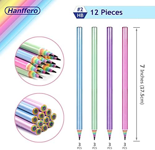 Rainbow Pencils Drawing Writing Pencil, Recyclable Paper, Pre-Sharpened, for School and Office - Hardness #2 HB - Pack of 12