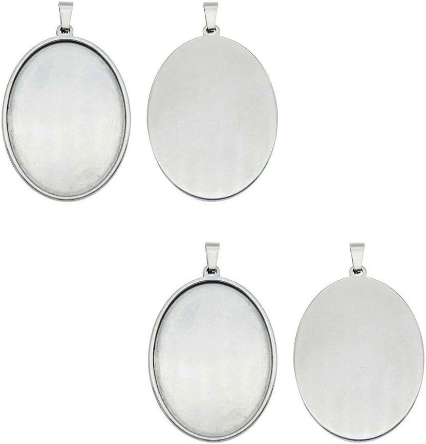 20pcs Adabele 304 Grade Stainless Steel Surgical Sturdy Bezel Cup Blanks Tray Settings for 18mm x 13mm Oval Cabochon Photo Cameo Resin Jewelry Making SJF51-6