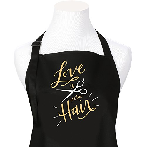 Love is in the Hair Stylist Apron, Black with 3 Pockets