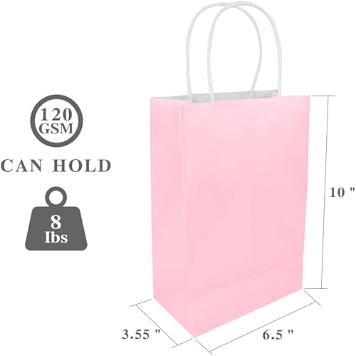 Miniatura 3 de ottin Bolsas de regalo de fiesta lila, 30 piezas envueltas en papel kraft con asa a granel para cumpleaños de niños, día de San Valentín, día de la