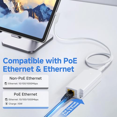 Convertisseur Gigabit PoE vers USB C pour smartphone et tablette