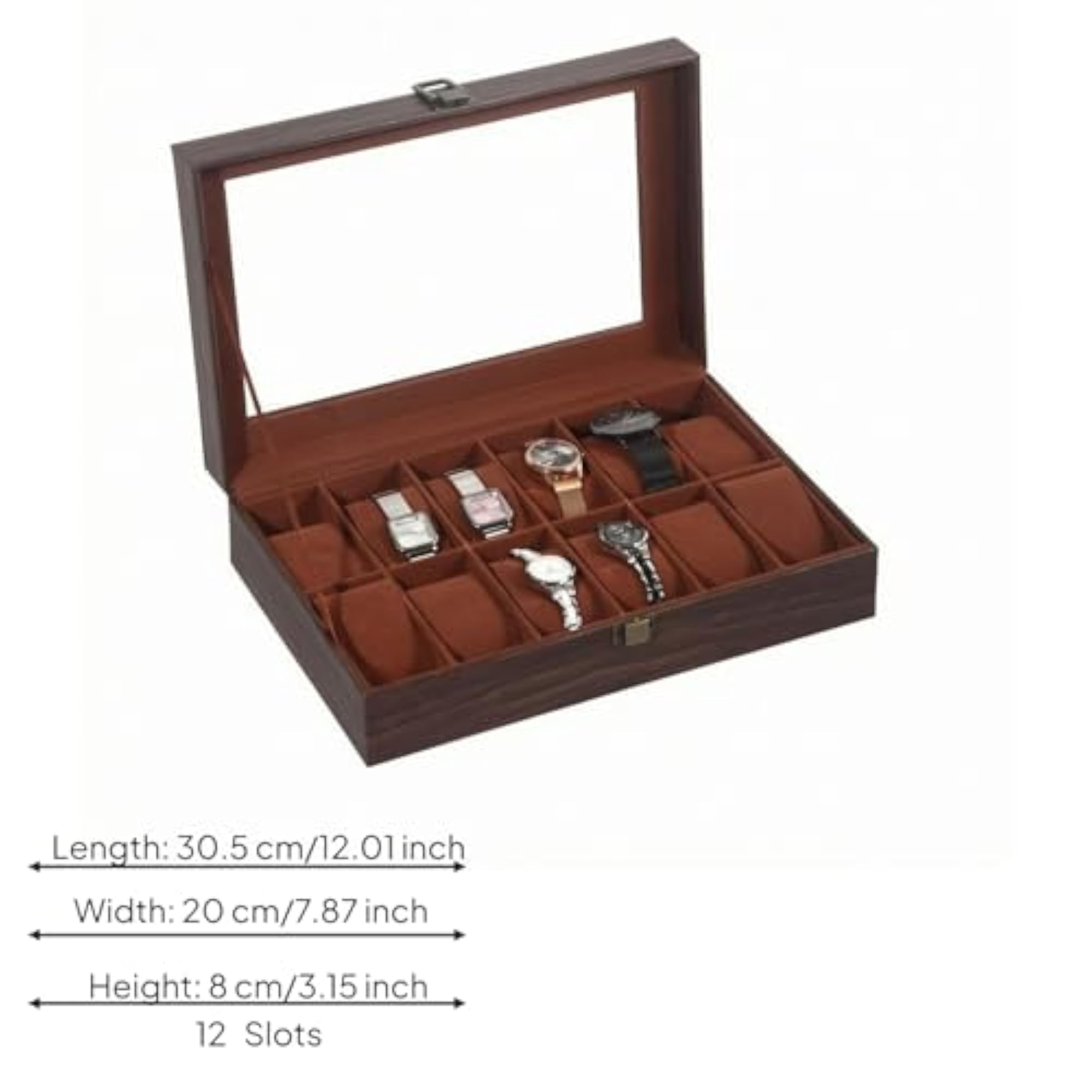 Leather-Like Watch Display Box with Transparent Window