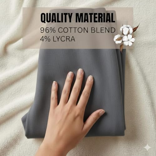 Image of DIGITAL SHOPEE Women Regular Fit Elastic Waist Full Length Cotton Formal Trouser for Casual Wear, Office Wear