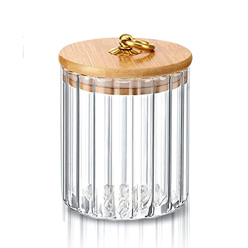 LUCKTE Glass Candy Canister Airtight Storage Jar With Bamboo Lids