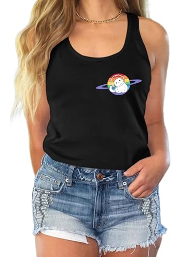 Image of Ithalt Pride Tank Top for Women LGBT Rainbow Flag Shirt Love Heart Graphic Tee Lesbian Gay Pride Sleeveless Vest