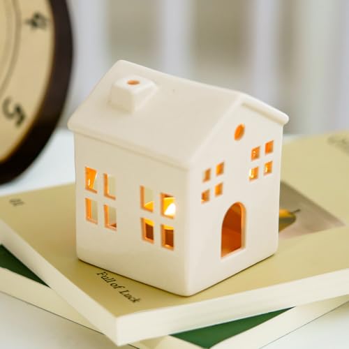 Hollowed Ceramic Village House Tealight Candle...