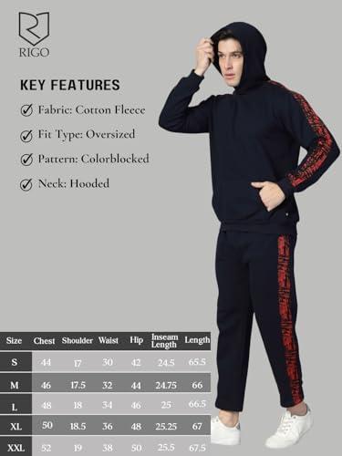 Image of Rigo Cotton Fleece Full Sleeves Oversized Co-ord Set for Men | Printed Hooded Track Suit Set for Men
