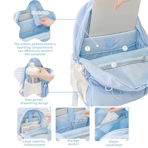 Rosy Posy Backpack, Rosyposy Cream Star Drawstring Backpack with Cute Removable Pouch, Waterproof Large Capacity (Blue)3
