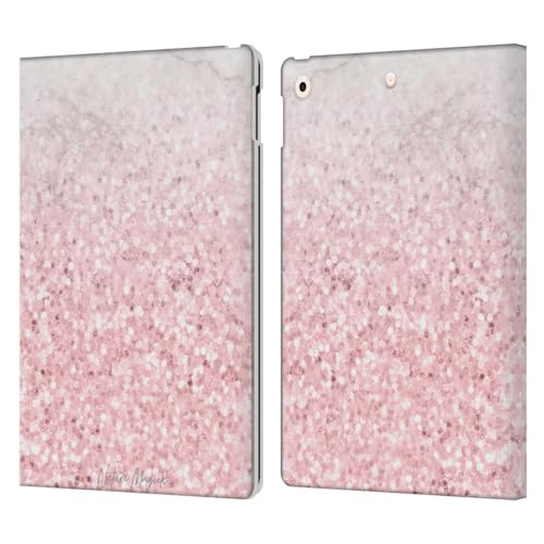Housse iPad 10.2 avec support et fentes pour cartes marbre rose pailleté