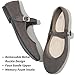 BABUDOG Womens Mary Jane Flats with Strap,Faux Suede Black Flats Shoes,Flats Shoes Women Dressy Comfortable(Grey 07)
