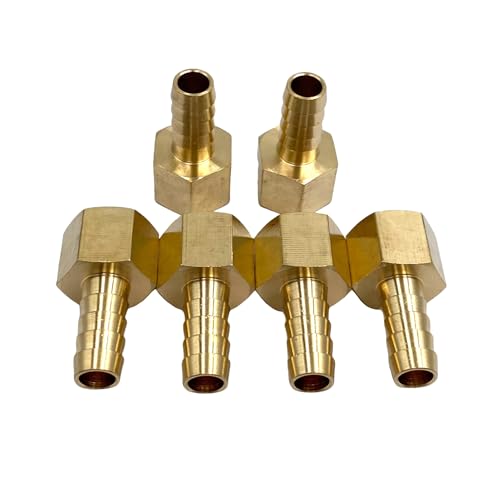 6Pcs 3/8" NPT to 3/8" Barb Hose Fittings,Brass 3/8" Barb x 3/8" NPT Female Garden Hose Fittings