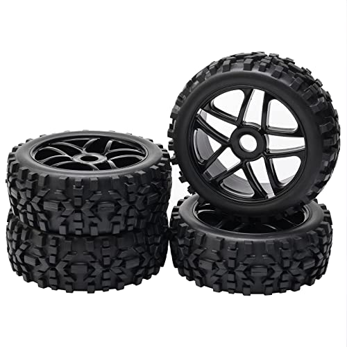 JIUWU High-Performance 4-Pack RC Off-Road 17mm Hex Rc Wheels and Tires - 1/8 Scale Rc Tires, Rc Car Wheels, Rc Vehicle Wheels & Tires Durable Construction (Black)
