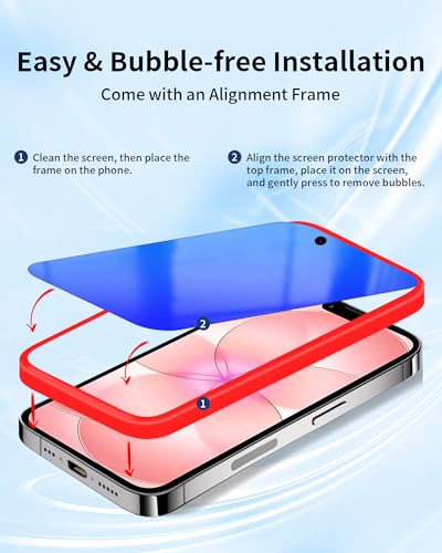 Image of 2 Pack Privacy Screen Protector for iPhone 17e / iPhone 16e Anti-Spy Tempered Glass Anti-Bluelight Gradient Colorful Anti-Scratch Easy Installation Frame Full Coverage (6.1 inch Blue)