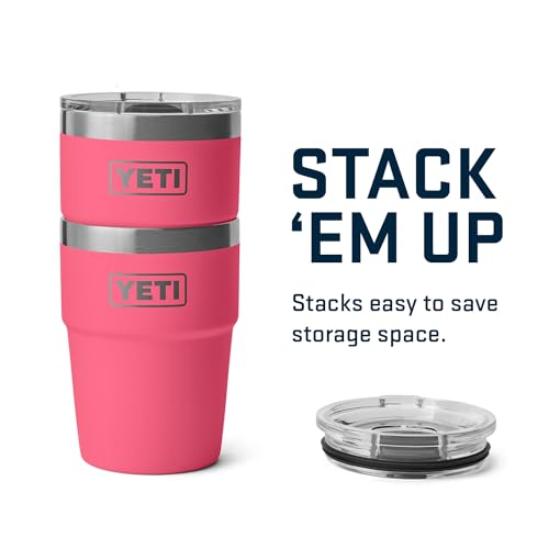 Image of YETI Rambler 16 oz Stackable Tumbler, Vacuum Insulated, Stainless Steel with MagSlider Lid, Tropical Pink