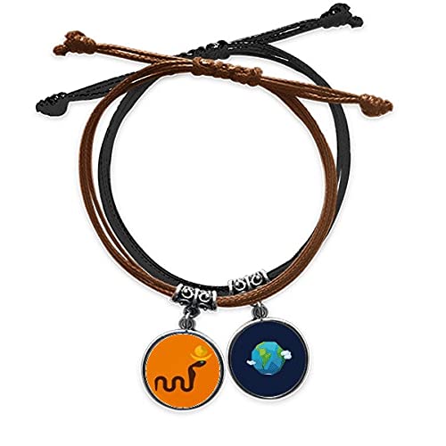 Pulsera de cuero del Antiguo Egipto con patrón de cobras y cuerda ajustable unisex