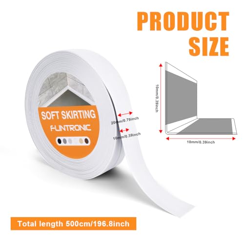 flintronic Weichsockelleiste, Weichsockelleiste Selbstklebend für Küche und Badezimmer, Selbstklebende Abschlussleiste aus PVC, flexible Knickleiste - Fugendichtungsband