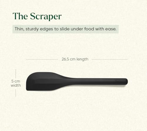 Image of Ember Cookware Silicone Kitchen Tool Set of 5 - Ladle, Brush, Flip, Stir & Scraper | Platinum Grade Food Safe | Heat Resistant Up to 230C | Seamless Unibody Design | Black