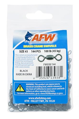 AFW Brass Crane Swivels, Size #3, 100 lb Test, Black, 144 pc