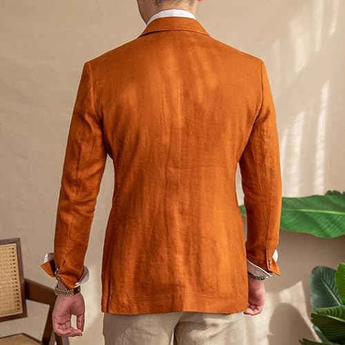 VENNYNG Men's Linen Blazer Dress Coat Lightweight Suit Jacket Summer Spring Single Breasted Two Buttons4