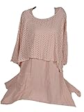  Grisodonna Style 2tlg Damen Sommer Kombi Leinen Ballon Kleid Tunika Bolero Jacke Netz 40 42 44 M L XL Rosa Strand Urlaub Lagenlook (44)