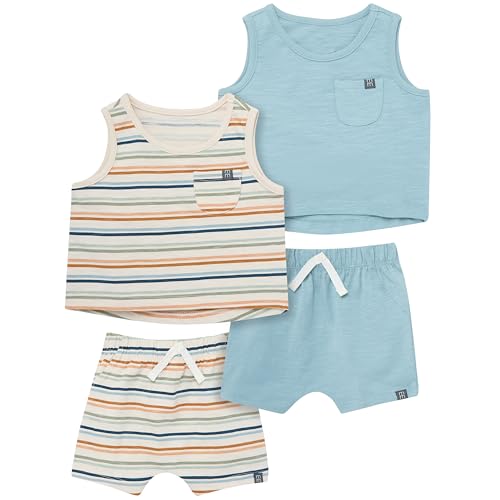 Image of Modern Moments by Gerber Baby Boys' 4-pack Sleeveless Top & Short Set