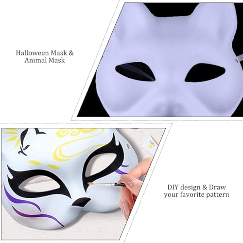 Máscaras de gato blanco con correa elástica y relieve definido para Cosplay 4