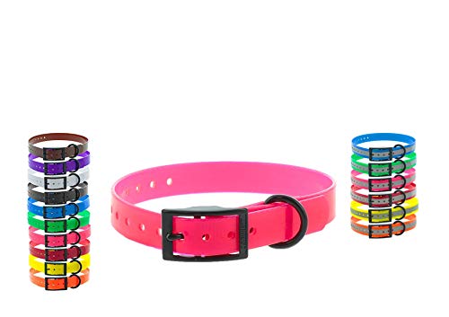 CANIHUNT Collier Xtreme Polyuréthane - Boucle Double - 16 Coloris (2.5 x 0.25 x 65 cm, Rose)