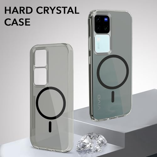 Image of Jkobi Lifetime Anti-Yellow MagSafe Compatible Clear Back Cover Case for Vivo V30 | Vivo V30 Pro 5G (Sleek Hard Crystal | Shockproof and Camera Protection)